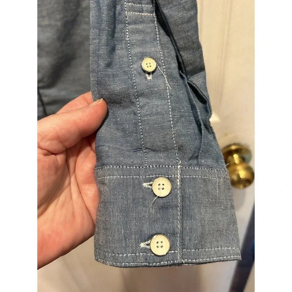 Nike 6.0 Women's Size‎ Large Blue Button Up Shirt Organic Cotton Linen Blend - Picture 3 of 8